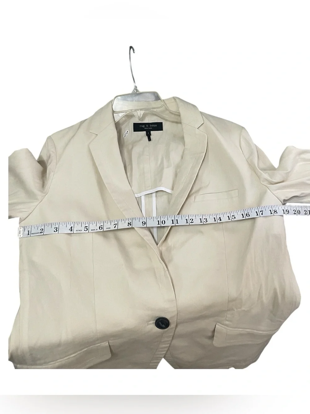 rag & bone cream linen spandex blend blazer one button minimalist neutral size 4